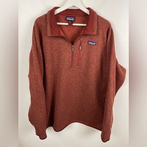 Patagonia Mens Jacket Better Sweater Rust Fleece 1/4 Zip Pullover Size 2XL